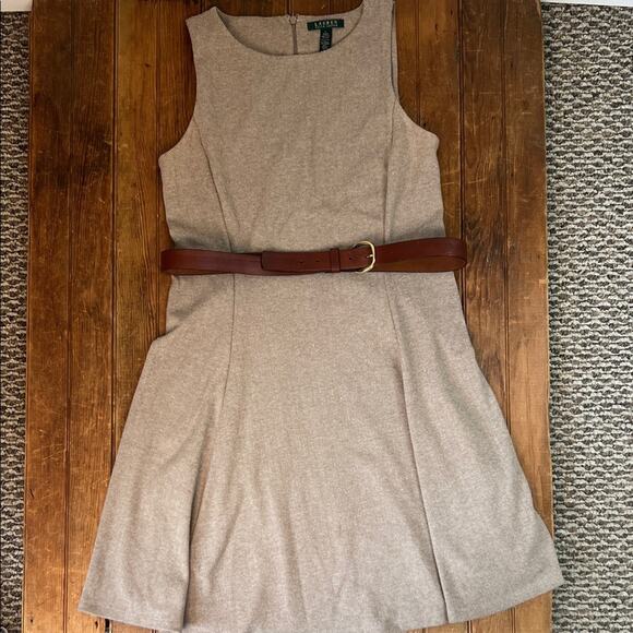 Women’s Ralph Lauren Beige fit, and flare sleeveless Dress size large - Picture 1 of 7